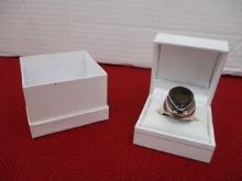 Sterling Silver Artisan Designed Men's Estate Ring with Cabochon
