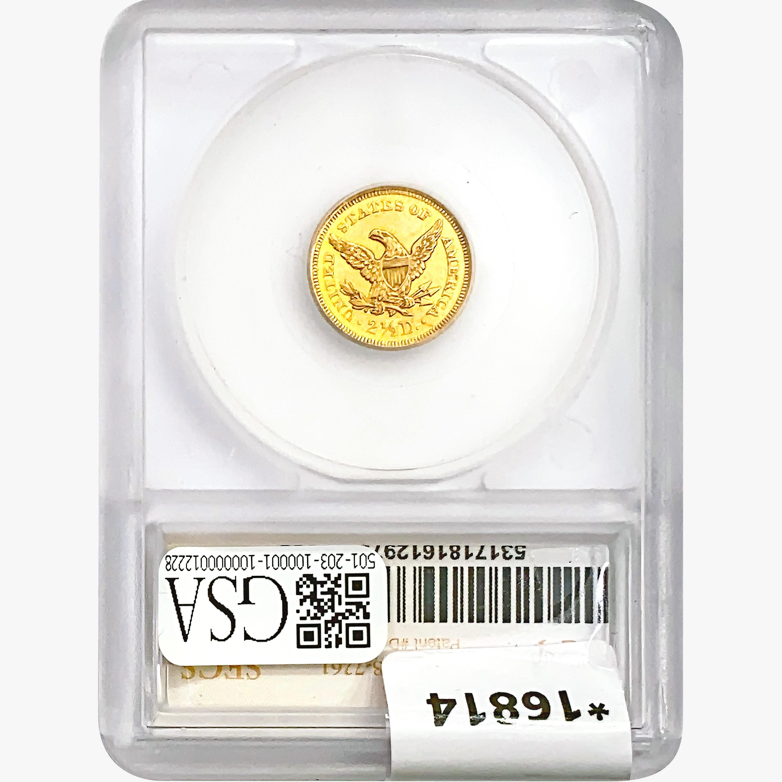 1852 $2.50 Gold Quarter Eagle SEGS MS62