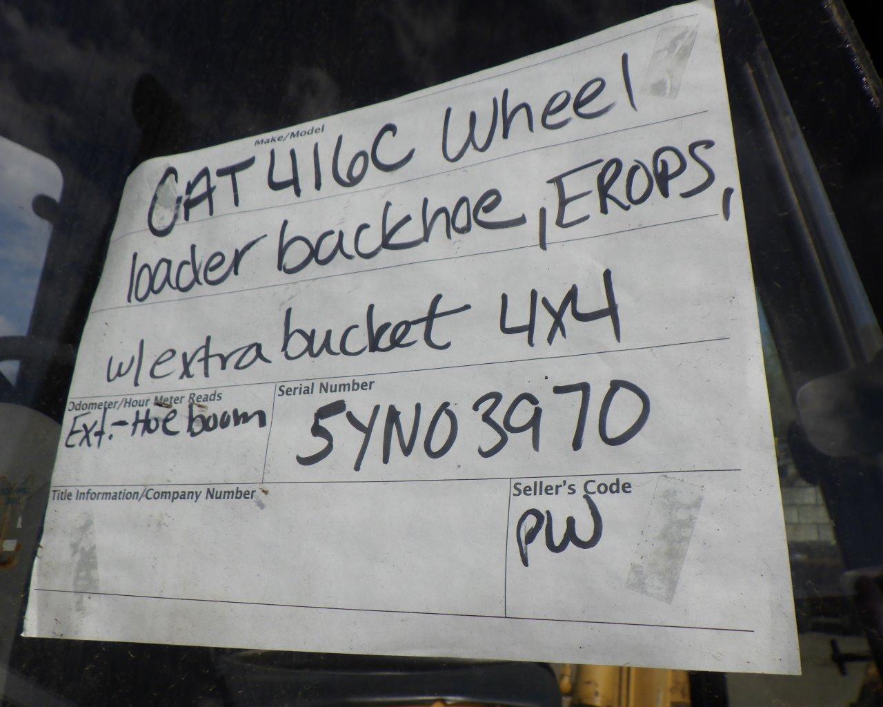 CAT 416C Wheel Loader Backhoe   EROPS   w/Extra Bucket   Extendahoe s/n:5YN