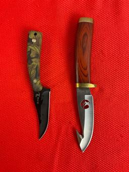 2 pcs Elk Ridge 440 Stainless Steel Fixed Blade Knives Models ER 49 & ER 299C w/ Sheathes. NIB. See