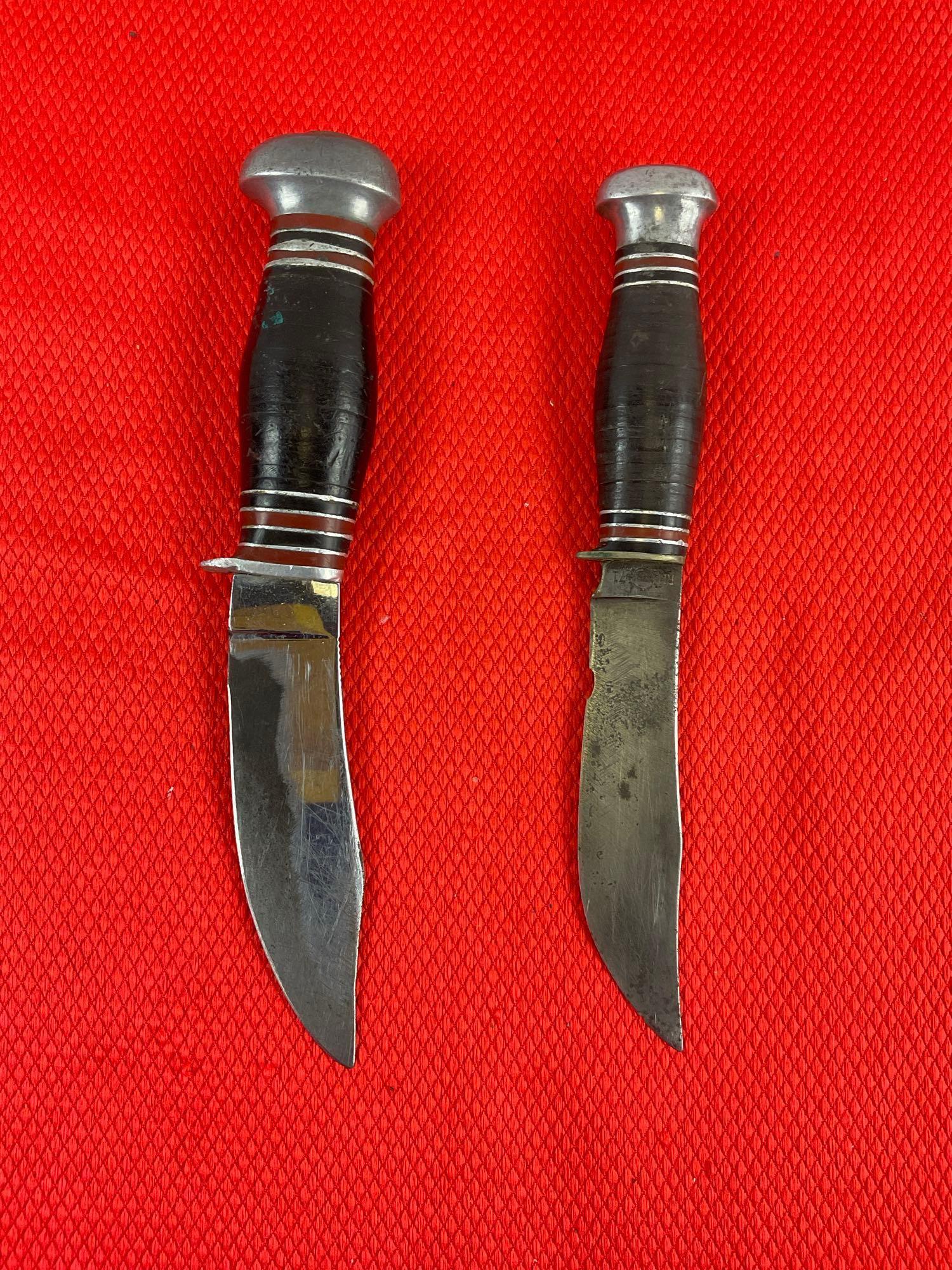 2 pcs Vintage Remington Collectible Steel Fixed Blade Hunting Knives Models The Dartsman & RH71. ...