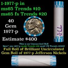 BU Shotgun Jefferson 5c roll, 1977-p 40 pcs Bank $2 Nickel Wrapper OBW