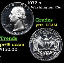 Proof 1972-s Washington Quarter 25c Graded pr69 DCAM By SEGS