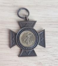 VINTAGE CIVIL WAR G.A.R. MALTESE CROSS MEDAL WITH RIFLEMAN & THE LORD'S PRAYER