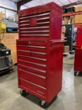 WATERLOO INDUSTRIAL PARTS CABINET / TOOL BOX ON WHEELS WITH CONTENTS , APPROX 30? W x 18? L x 60? T