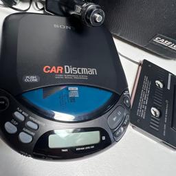 Car Discman Model D-822K with Sony Headphones, Car Charger & AC Adapter with Case