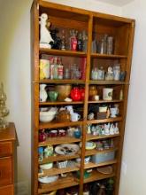 8' high antique Shelf and Total Contents - Primitives, Pottery & More