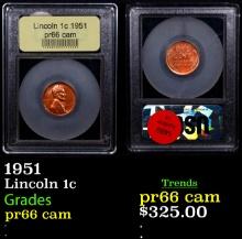 Proof 1951 Lincoln Cent 1c Graded GEM+ Proof Cameo By USCG