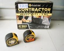 Member's Mark Contractor Clean-Up 42Gallon Bags and Tape Measures Lot