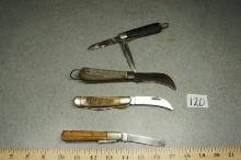 Wooden Handle Flip Knife Lot
