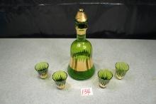 Green Glass Bottle and Cup Set