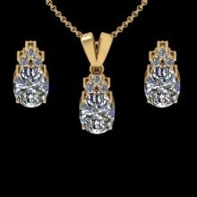 4.20 Ctw VS/SI1 Diamond 14K Yellow Gold Pendant +Earrings Necklace Set (ALL DIAMOND ARE LAB GROWN )