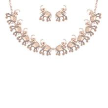 2.41 Ctw VS/SI1 Ruby and Diamond 14K Rose Gold Elephant Necklace + Earrings Set ALL DIAMOND ARE LAB