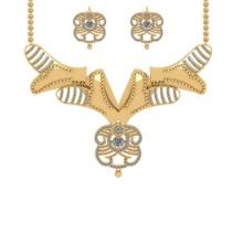 3.27 Ctw VS/SI1 Diamond Style 14K Yellow Gold Necklace + Earrings Set ALL DIAMOND ARE LAB GROWN DIAM