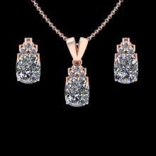7.95 Ctw VS/SI1 Diamond 14K Rose Gold Pendant +Earrings Necklace Set (ALL DIAMOND ARE LAB GROWN )