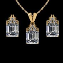 5.00 Ctw VS/SI1 Diamond 14K Yellow Gold Pendant +Earrings Necklace Set (ALL DIAMOND ARE LAB GROWN )