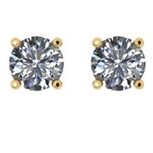 CERTIFIED 2.01 CTW ROUND G/VS1 DIAMOND (LAB GROWN Certified DIAMOND SOLITAIRE EARRINGS ) IN 14K YELL