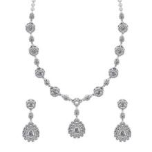 4.06 Ctw VS/SI1 Diamond 14K White Gold Necklace ALL DIAMOND ARE LAB GROWN+ Earrings Set