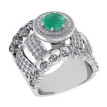 6.38 Ctw VS/SI1Emerald and Diamond 14K White Gold Engagement Ring (ALL DIAMONDS ARE LAB GROWN)