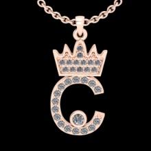 0.21 CtwVS/SI1 Diamond 10K Rose Gold alphabet (C) Pendant Necklace (ALL DIAMOND ARE LAB GROWN )