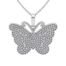 1.25 Ctw VS/SI1 Diamond 14K White Gold butterfly Necklace ALL DIAMOND ARE LAB GROWN