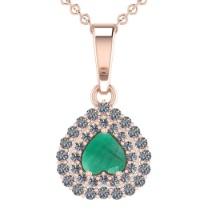 2.03 Ctw VS/SI1 Emerald and Diamond 14K Rose Gold Necklace (ALL DIAMOND ARE LAB GROWN )