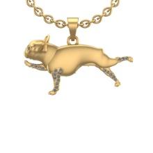 0.17 Ctw VS/SI1 Diamond 14K Yellow Gold Gift for Animal Lovers Pendant Necklace ALL DIAMOND ARE LAB