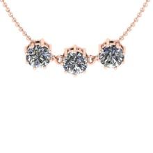 1.50 Ctw VS/SI1 Diamond Prong Set 14K Rose Gold Necklace (ALL DIAMOND ARE LAB GROWN )