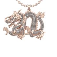 2.50 Ctw VS/SI1 Diamond 14K Rose Gold Chinese Zodiac Sign Dragon Pendant Necklace ALL DIAMOND ARE LA