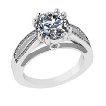 2.75 Ctw VS/SI1 Diamond 14K White Gold Vintage Style Engagement Ring