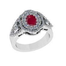 1.73 Ctw VS/SI1 Ruby and Diamond14K White Gold Engagement Ring
