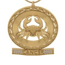 0.08 Ctw VS/SI1 Diamond 14K Yellow Gold Cancer zodiac sign theme Necklace (ALL DIAMOND ARE LAB GROWN