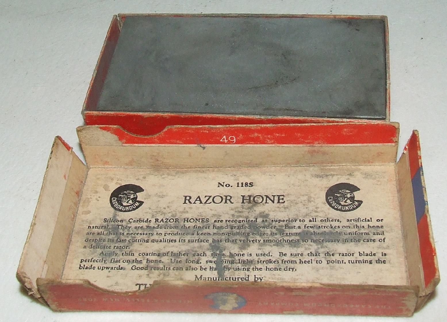 Carborundum Razor Stone & Box