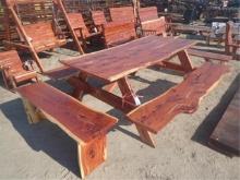 6ft Cedar Picnic Table w/2 End Benches