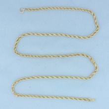 24 Inch Rope Link Chain Necklace In 14k Yellow Gold