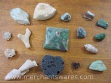 Assortment of Stone and Shell Specimens includes Ruby in Zoisite Pyramid approx 2 inch and more, 12