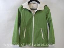Michael Kors Green Hooded Rain Jacket, Zip Front and Pockets, Size Medium, 2 lbs