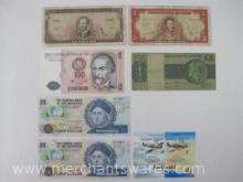 Foreign Currency and Stamps includes Banknotes of Bahamas, Peru, Chile, Brasil, with Bahamas 1