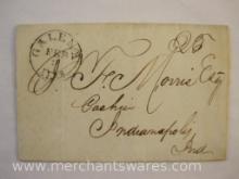 Stampless Cover Black Stamp Galena IL to Indianapolis Ind Feb 3 1838