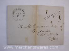 Stampless Cover Black Stamp Springfield IL to Taylorville IL Jan 10 1841