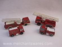 Four Toy Fire Trucks from Tootsie Toys and Matchbox SuperKings, 1 lb 3 oz