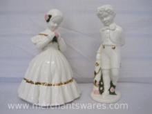 Two Vintage Ceramic Figurines, Signed 1962, approx 10 inches Tall