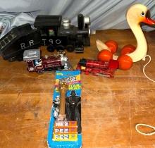 Vintage Toy Lot- Duck, Trains and Star Wars PEZ