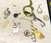 Group of Sterling silver and Crystal Earrings and Pendants