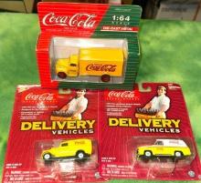 3 NIP Vintage Coca Cola Delivery Vehicles- Johnny Lighting and Coca Cola Licensed Product