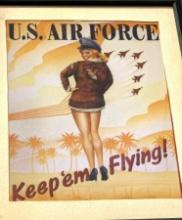 Framed U.S. Air Force Pin Up Girl Print 16" x 21"