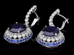 14k Gold 14.7ct Sapphire 1ct Diamond Earrings