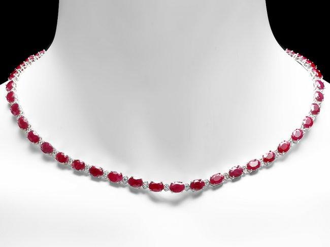 14k Gold 37.00ct Ruby 1.70ct Diamond Necklace