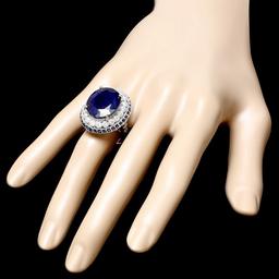 14k Gold 19.2ct Sapphire 0.90ct Diamond Ring
