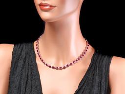 14k Gold 37.00ct Ruby 1.70ct Diamond Necklace